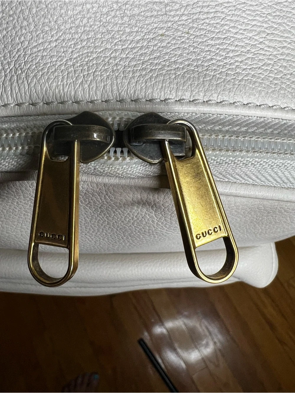 Gucci Print Large Ivory Leather Web Logo Backpack 547834